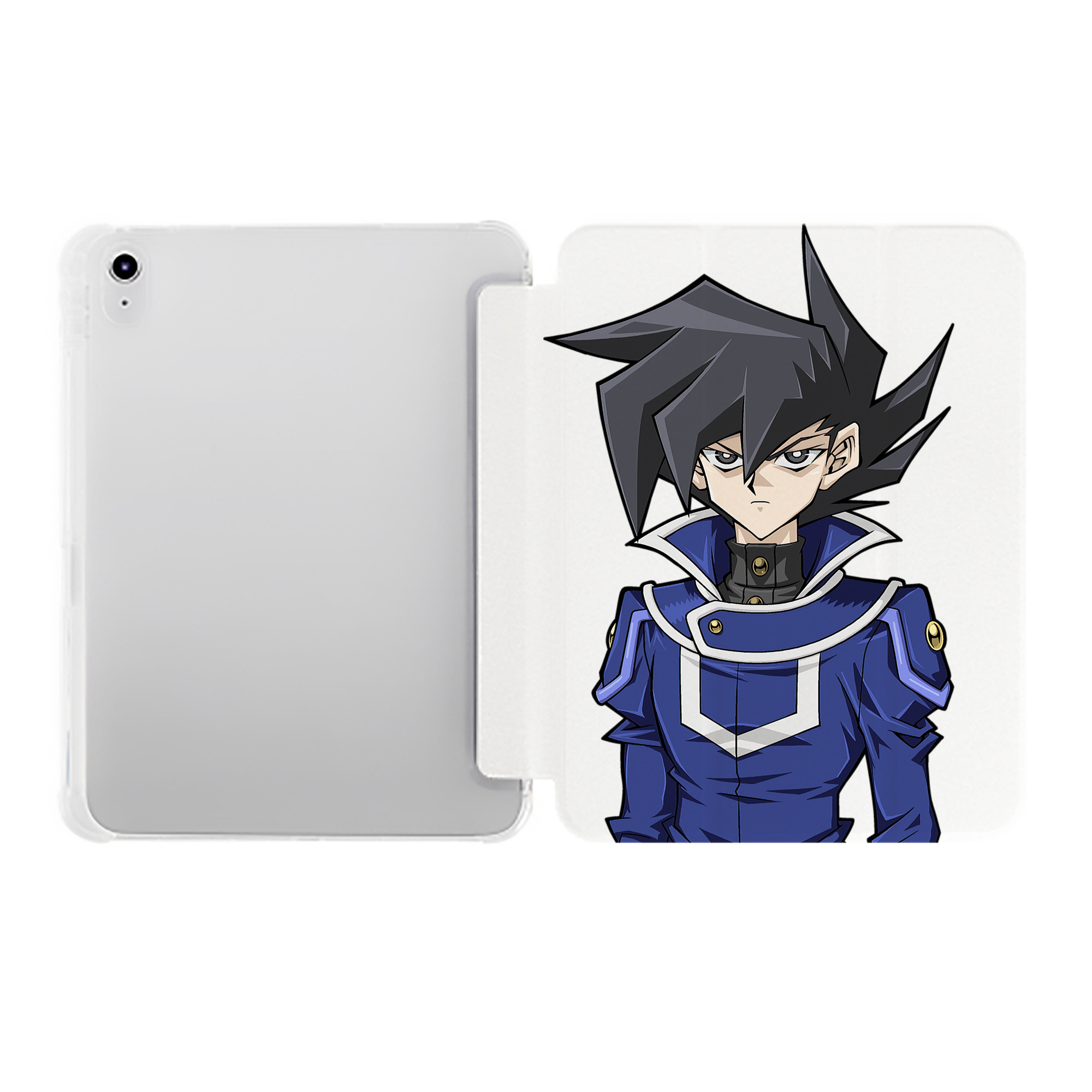 （画像用） 遊☆戯☆王 Yu-Gi-Oh! IPad ケース ペン収納付き 三つ折りスタンド PUレザー×シリコン 対応機種9.5/10.5/10.9インチ